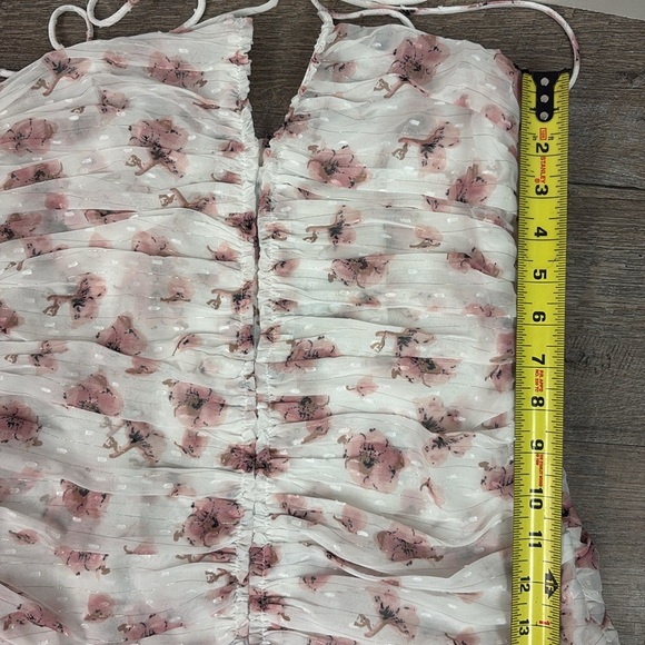 SOLD IN STORE NEW Lulu’s White Floral Print Ruched Mini Dress Size Small - Picture 10 of 11